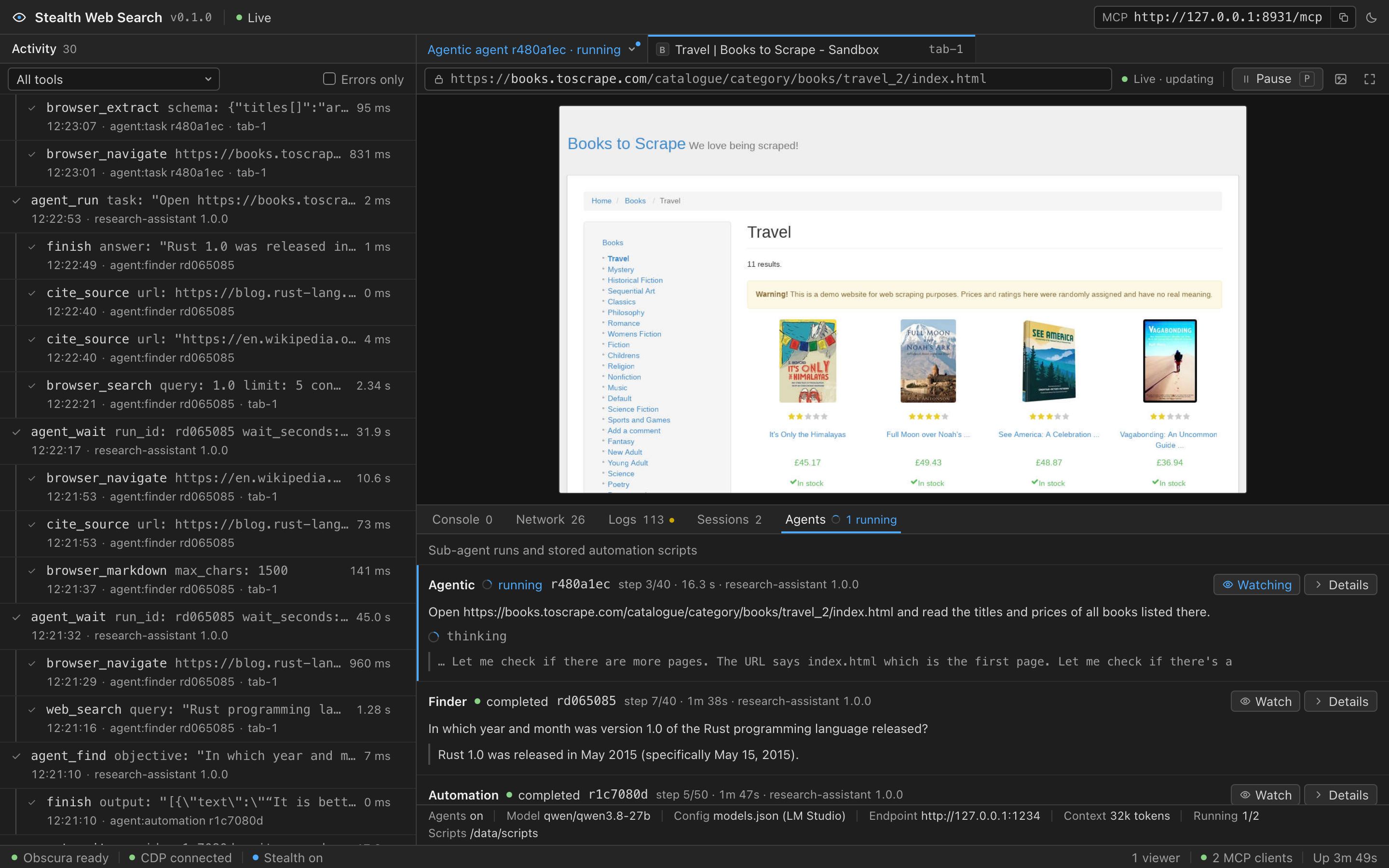 The live dashboard